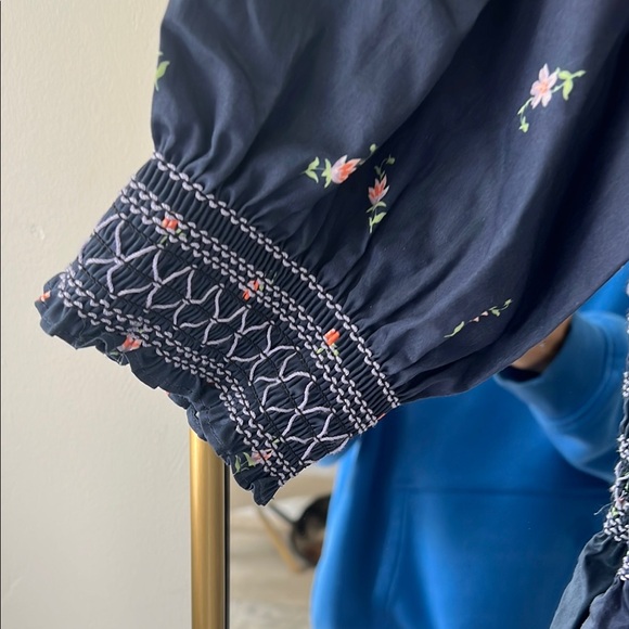 Navy Blue Floral Embroidered Vivi Hill House Home Nap Dress - Picture 9 of 14